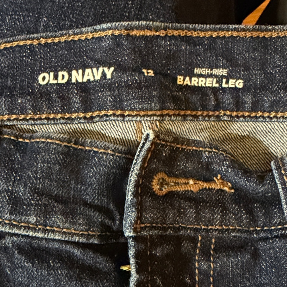 Old Navy Dark Indigo High Rise Barrel Leg Jeans 12